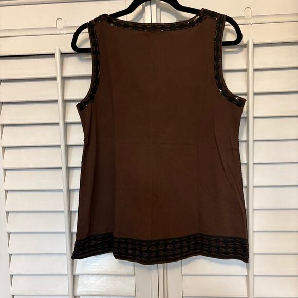 Talbots Brown And Black Sequin‎ Tank Top Size Large - Picture 2 of 7